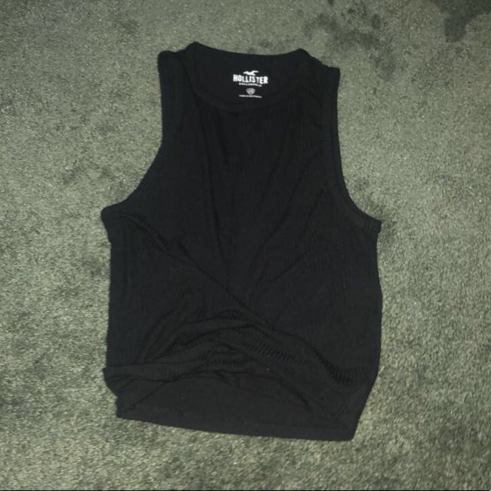 hollister black cropped knot tank top - EUC